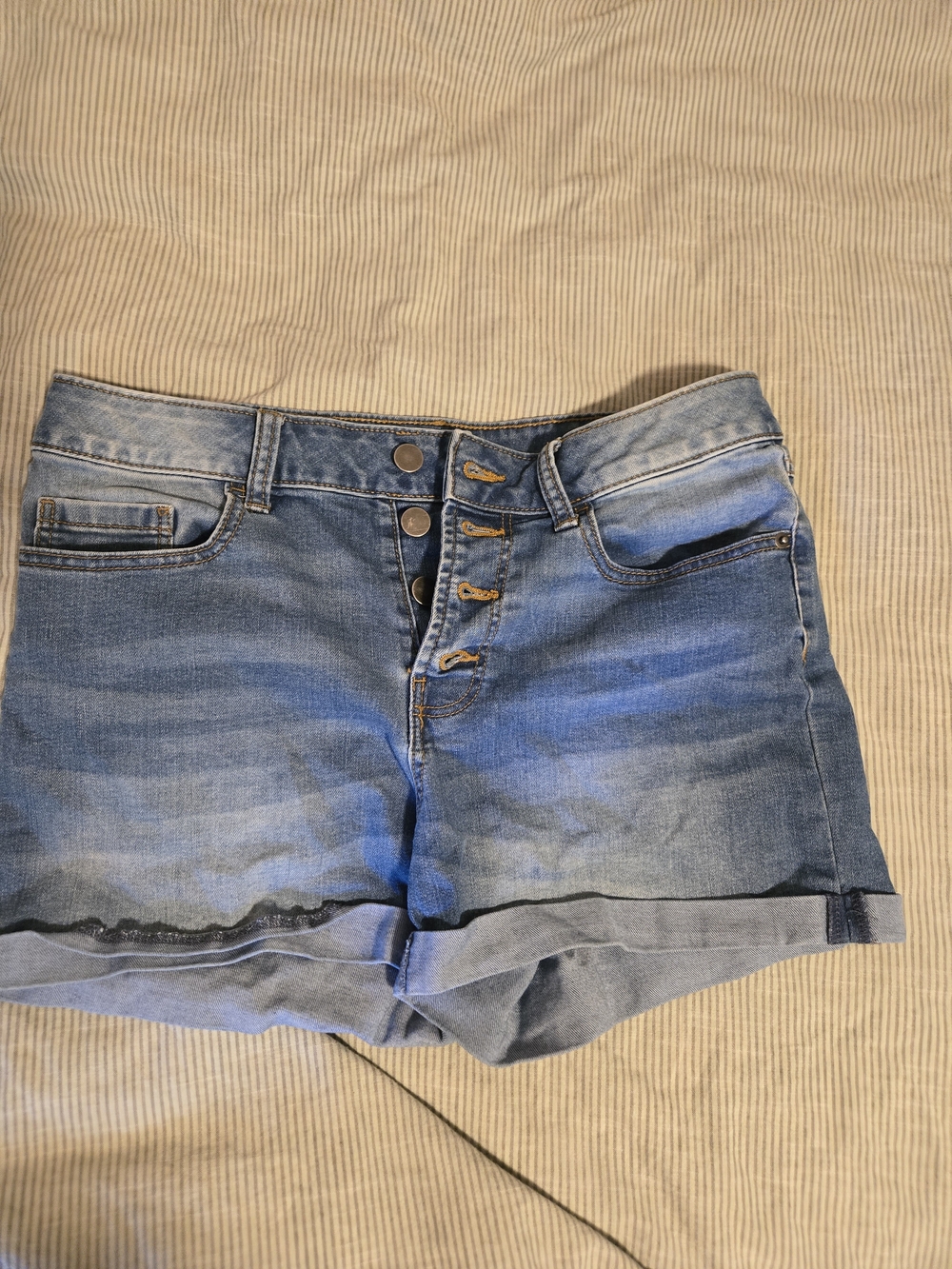 George Light Blue Button-Front Denim Shorts